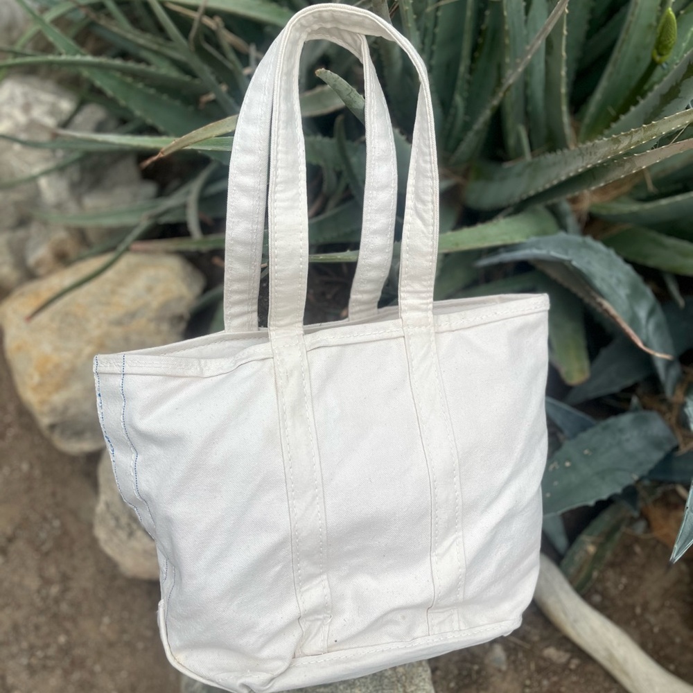 LANDโS END | Vintage White Thick Canvas Tote Bag - Picture 6 of 8